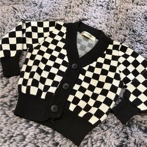 Kids Black and White Checkered Sweater